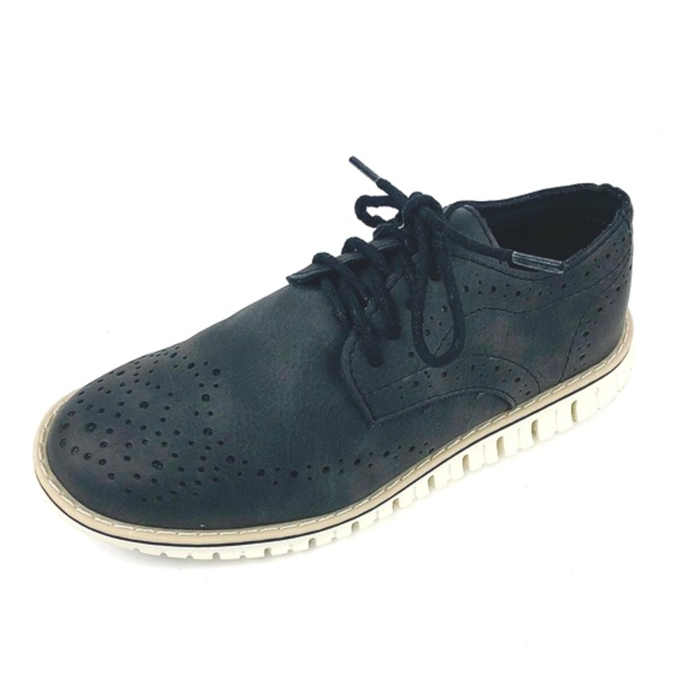 Steve Madden Boys Charcoal Faux Leather Wingtip Oxford Size 1